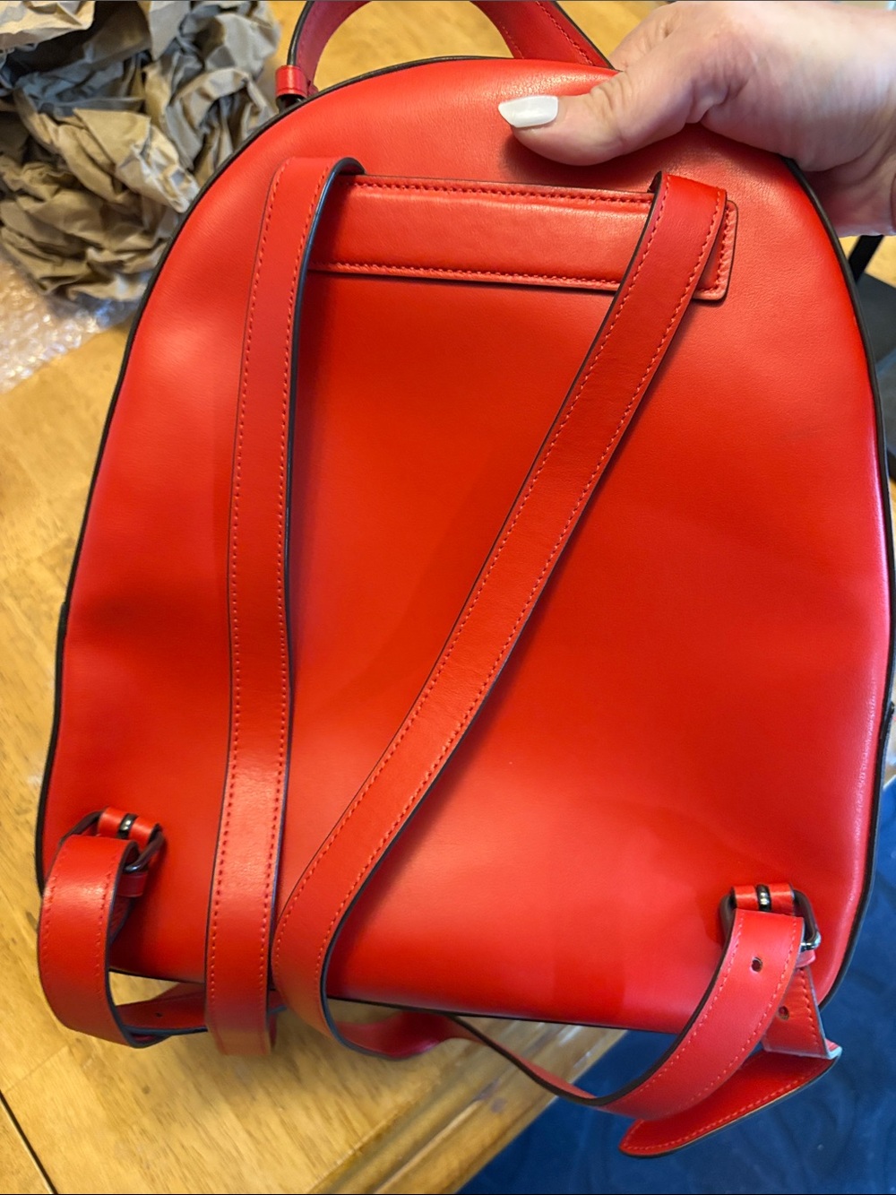 Coach Red Leather Mini Backpack with Signature Perforation - Picture 4 of 8